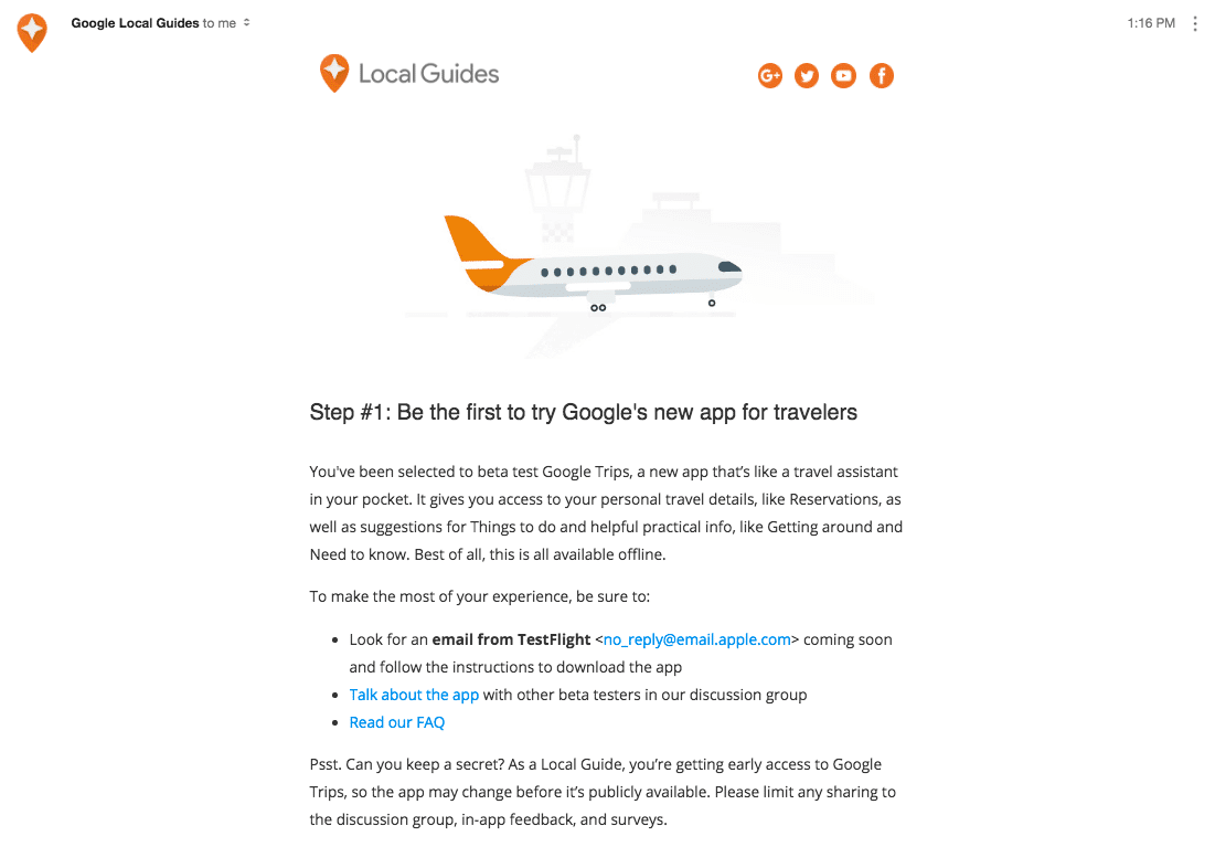 Email Google Trips
